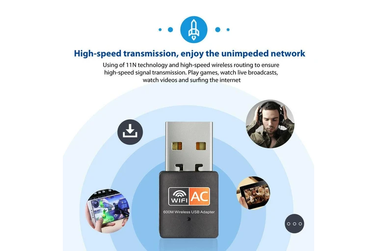 600Mbps USB WiFi Wireless Dongle AC600 Lan Network Adapter 5GHz 2.4GHz 3